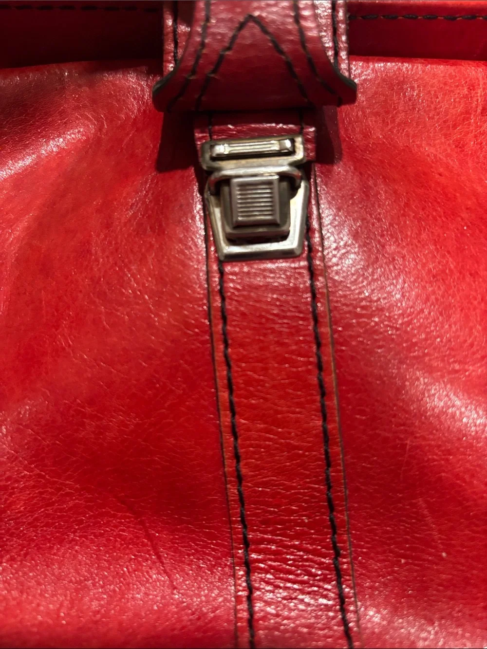 Red Leather Crossbody Bag for Women